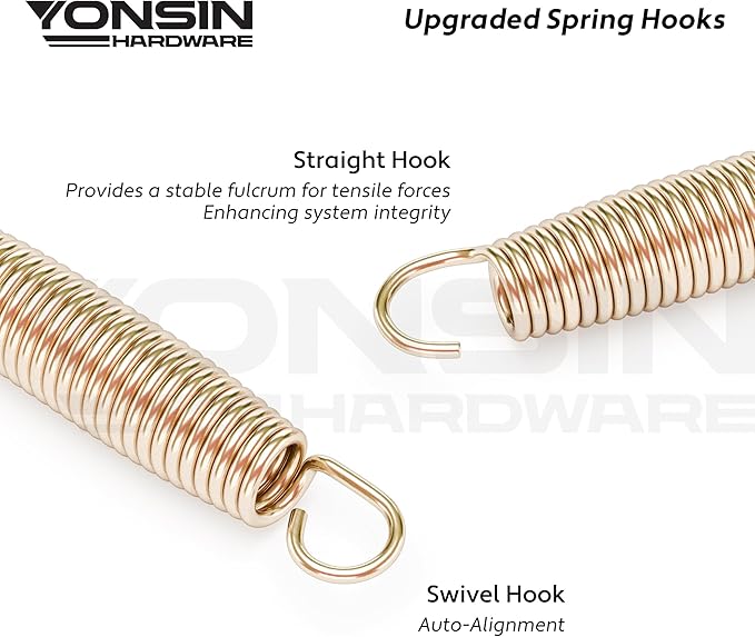 Trampoline Springs Heavy Duty with Swivel & Straight Hooks, Stainless Steel Trampoline Accessories Ideal Spring Replacement, Includes T-Hook Tool