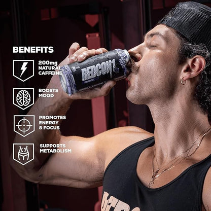 REDCON1 Energy High Performance Drink, Grape Freeze - Zero Sugar Energy Drink with Alpha GPC Nootropic - 200mg Natural Caffeine from Green Coffee Beans - Vitamin B6, B12 & B5 to Boost Mood (12 ct)