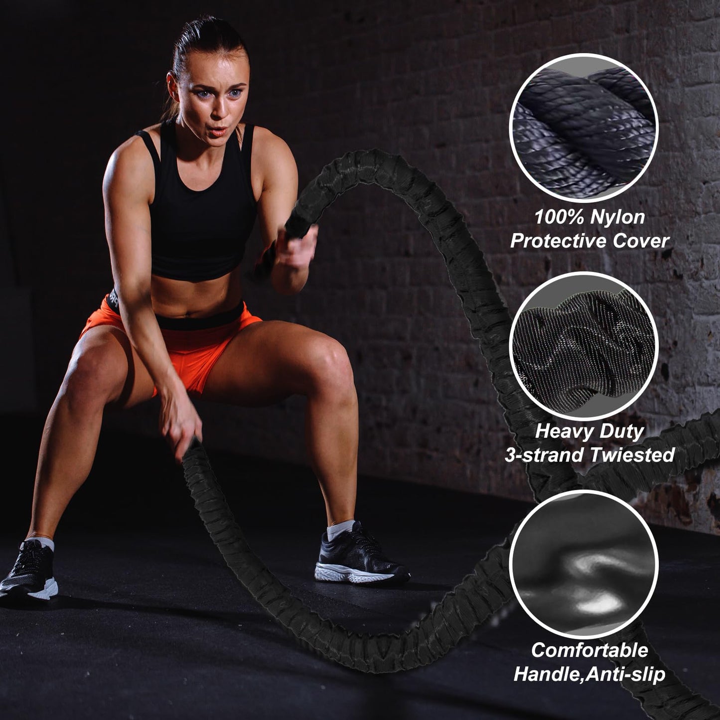 Battle Rope 40FT Battle Rope for Exercise Workout Rope Exercise Rope Battle Ropes for Home Gym