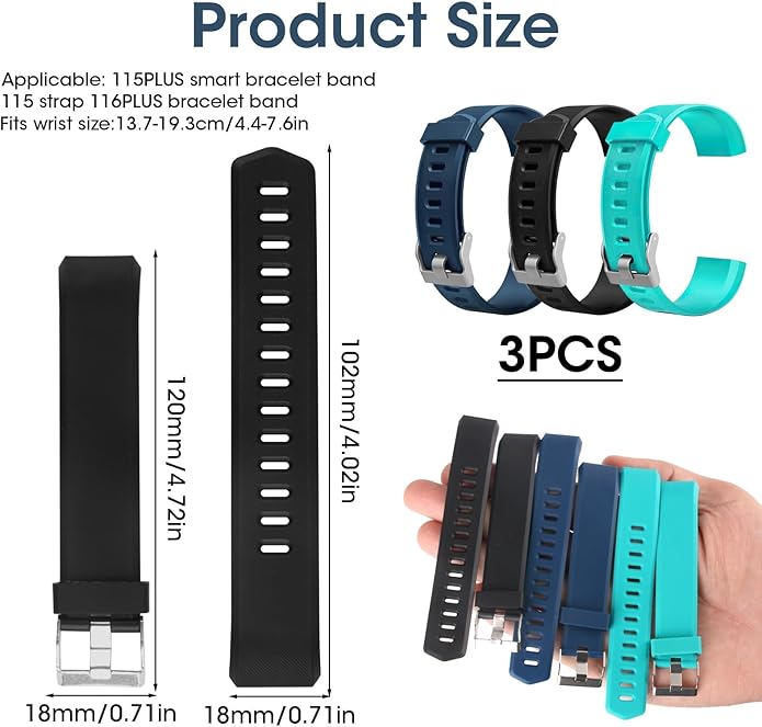 Watch Bands Replacement for ID115plus HR, Very Fit Pro Activity Fitness Tracker Wrist Bands Set, Multicolor Veryfitpro Smart Watch Strap Replacements