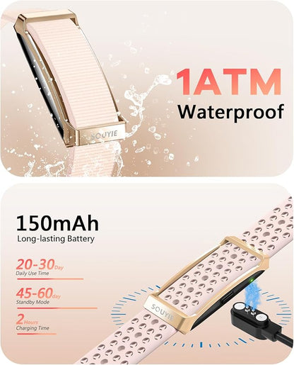 Smart Bracelet for Women, Wearable Health Activity Fitness Trackers, 24/7 Continuous Heart Rate/Blood Pressure/HRV/Stress Monitor, 24H Sleep Tracker, 170+ Sports Modes Smart Band with Free APP 2 Bands