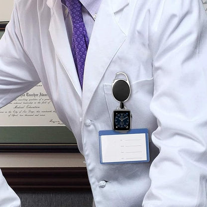 Badge Holder Retractable Clip Compatible with Apple Watch Band Series 10, Ultra 2, SE, 8 7 6 5 4 3 2 1 38mm 40mm 41mm 42mm 44mm 45mm 49mm, Stretchable Badge Reel Clip for iwatch Series 9