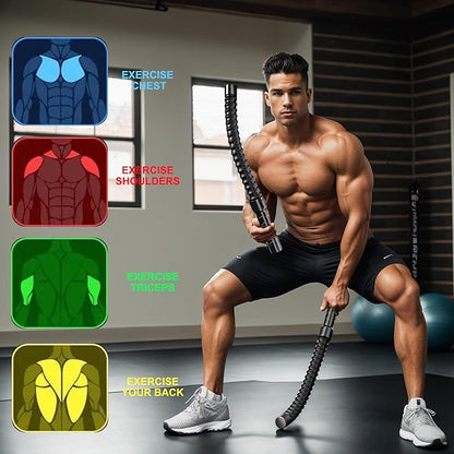 Ropeless Battle Ropes Weighted Workout Rope Fitness Exercise Training Bar for Home Gym