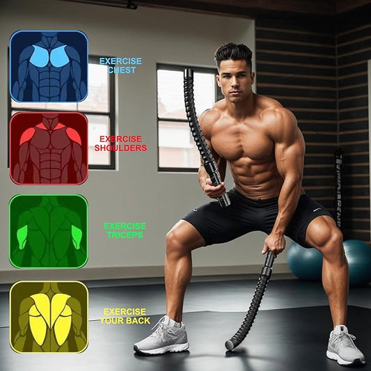 Ropeless Battle Ropes Weighted Workout Rope Fitness Exercise Training Bar for Home Gym