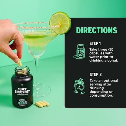 SuperBonsai Super Recovery Capsules for Post Celebration and Morning Relief - All Natural Holistic Support - 3 Capsules Taken Before Drinking and an Optional Serving After (14 Servings)