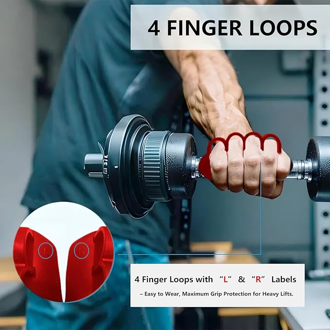 Ergonomic Finger-Sleeve Gym Grip Pads,Anti-Slip Palm Protectors for Weightlifting,Dumbbells,Pull-Ups，Fitness Gloves– Unisex(Black/Grey/Red)