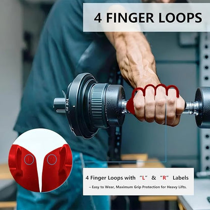 Ergonomic Finger-Sleeve Gym Grip Pads,Anti-Slip Palm Protectors for Weightlifting,Dumbbells,Pull-Ups，Fitness Gloves– Unisex(Black/Grey/Red)