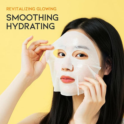 #OOTD Vitamin C Revitalizing Hydrating Sheet Mask (10pcs) - Face Mask Korean Skincare Facial Sheet Masks for Even-Looking Skin Tone & Radiance