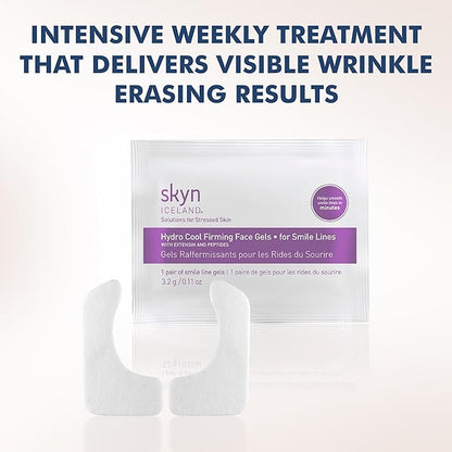 Skyn ICELAND Hydro Cool Firming Smile Line Patches, 10 Minute Smoothing Treatment with Peptides and Hyaluronic Acid, All Skin Types, 4 Pairs