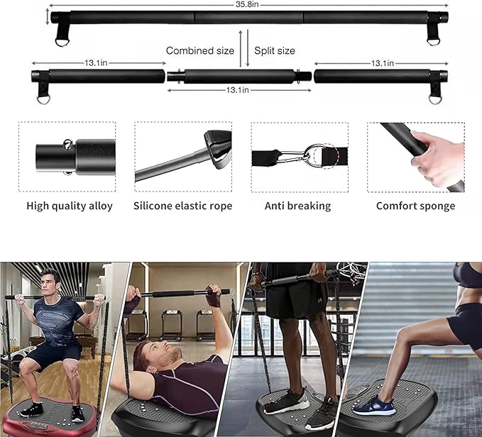 Vibration Plate Exercise Machine - Whole Body Workout Vibration Platform Lymphatic Drainage Machine for Weight Loss Home Fitness with Resistance Bands Remote