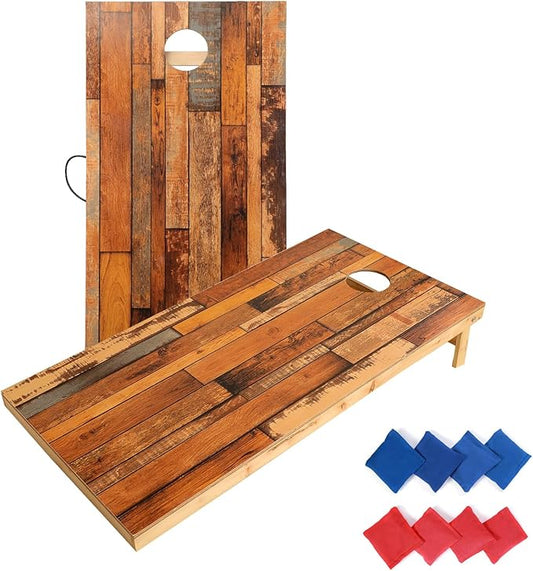 Solid Wood Premium Corn Hole Outdoor Game Set, 2 Regulation and Waterproof Cornhole Game Boards, with 8 Toss Bags, Perfect for Outdoor Indoor