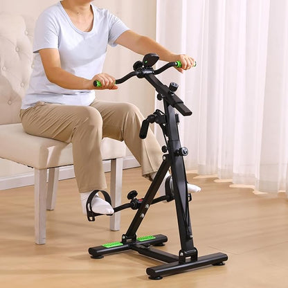 Pedal Exerciser Bike for Seniors, Hand Arm Leg and Knee Physical Therapy Peddler Exercise Equipment, Elderly Recovery Home Exercise Bike for Total Body, Upper and Lower Limb Trainer