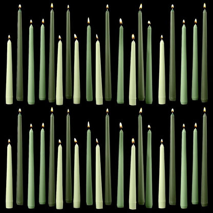 MTLEE Taper Candles 8/10/12 Multi Height Unscented Taper Candles 8 Burn Hours Taper Candles for Dinner Decorative Candles Home Decoration Wedding Party Candlesticks (Gradient Green,36)