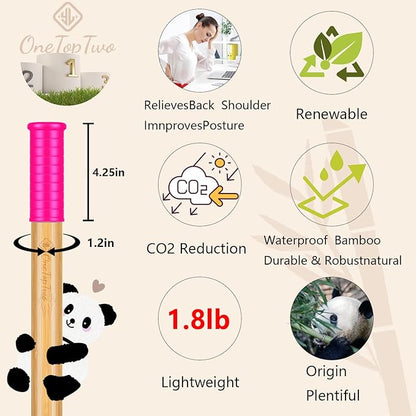 5ft Yoga Stick from Natural Bamboo with Non-Slip Handle-Stretching Stick for Mobility, Flexibility,Exercise,Workout, Physical Therapy,Pilates,Balance Fitness-Access Online Video Guide Without Any Info