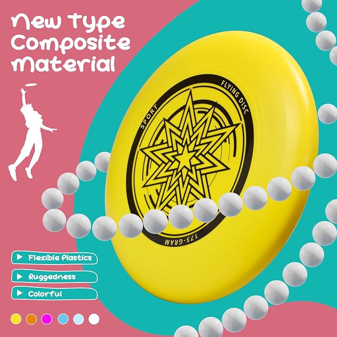 Outdoor Flying Disc 175g,Adult Sport Disc Set for Competitive and Pro Players,Flying Disc Set Includes 1 Glow in The Dark Flying Disc for Beach Pool Game, Camping and Backyard