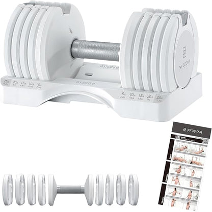 Adjustable Dumbbell – 12.5/25lb Single Unit OR Set of 2 – 5-in-1 Adjustable Weight for Home Gym, Strength Training & Fitness Workouts, White OR Black