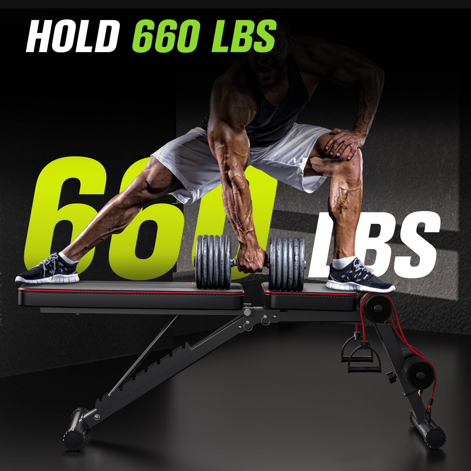 FitinOne Adjustableb Weight Bench for Home Gym, Foldable Bench Press for Full Body Workout, 660 lbs