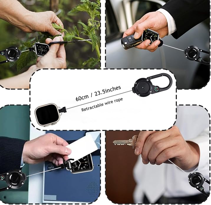 Badge Holder Retractable Clip Compatible with Apple Watch Band Series 10, Ultra 2, SE, 8 7 6 5 4 3 2 1 38mm 40mm 41mm 42mm 44mm 45mm 49mm, Stretchable Badge Reel Clip for iwatch Series 9