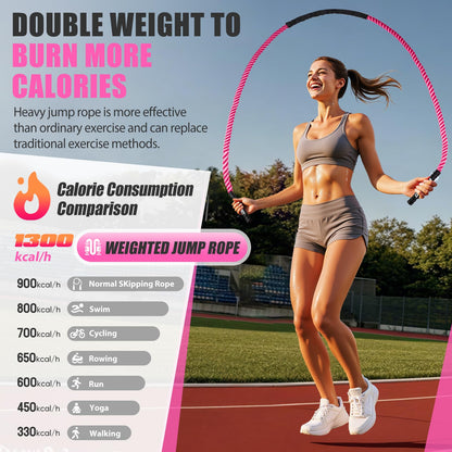 KUZARO Jump Rope, Weighted Jump Rope for Women, Heavy Jump Ropes for Fitness, Home Gym Exercise