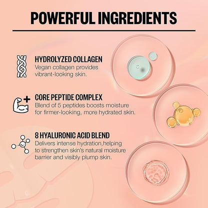 PEACE OUT Skincare Overnight Bio-Collagen Recovery Hydrating Face Mask to Calm Skin Irritation, Improves Skin Clarity with Hyaluronic Acid, 1 count