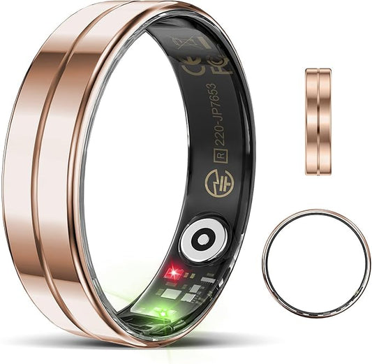 Ultra-Thin Smart Ring for Women Men,Sleep Tracker Ring with Heart Rate, Waterproof Fitness Ring for