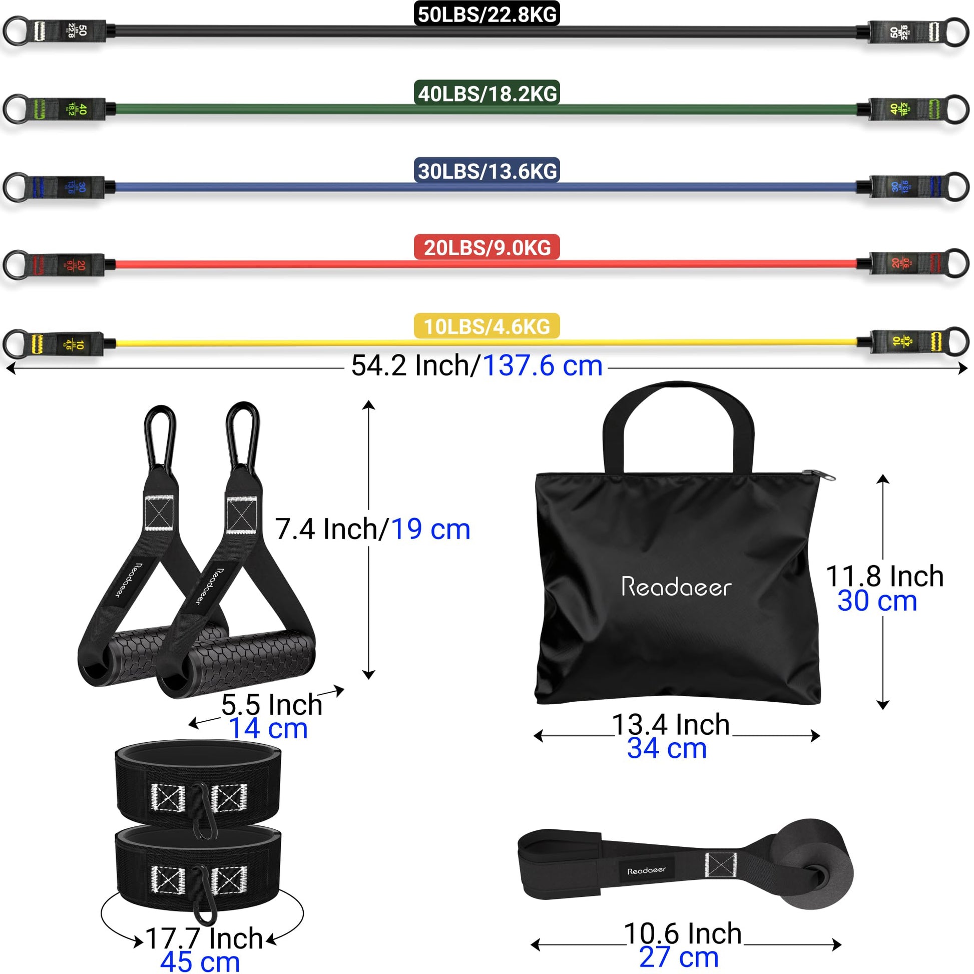 Readaeer Resistance Bands, Exercise Bands for Working Out with Handles