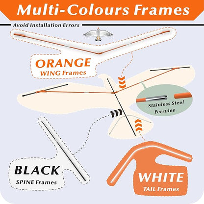 ORGCLDKT- 3D Lifelike Style Bird/Eagle Kite, Super Easy to Fly with, Ideal for Kids, Adults, Girls, Boys. Kites for The Beach, Grassland, Hiking