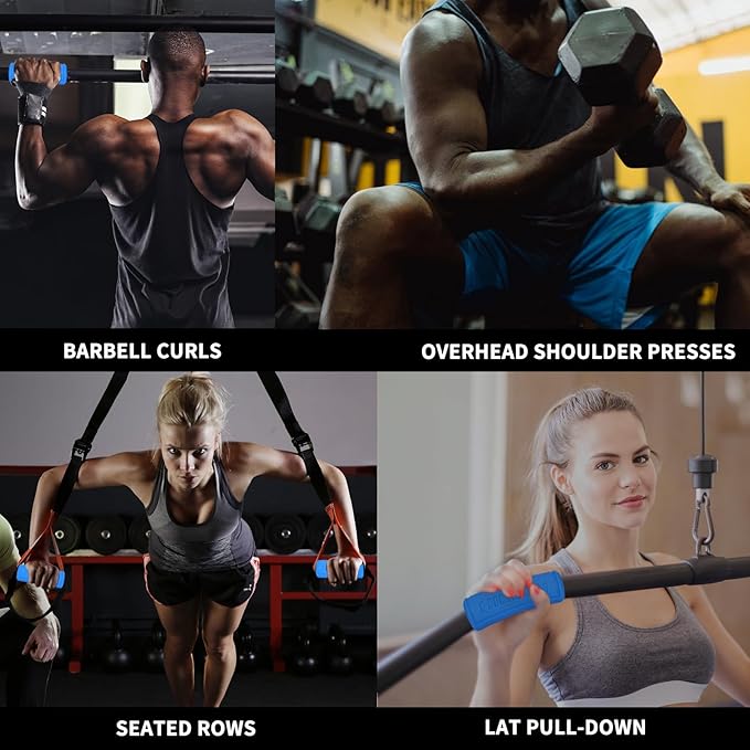 Hikeen Thick Bar Dumbbell Grips,Non Slip Hard Rubber Barbell Grips,Grips for Weight Lifting, Muscle Building-1.77", 2", 2.25" & 2.75" Outer Diameter