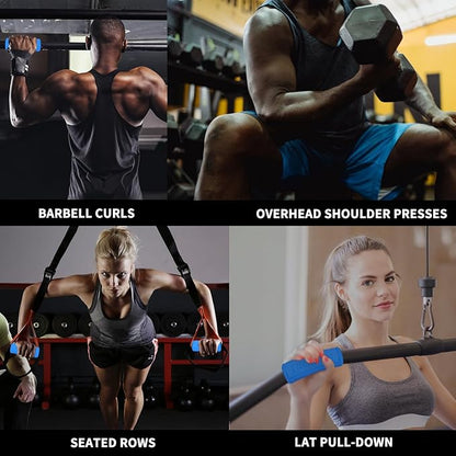 Hikeen Thick Bar Dumbbell Grips,Non Slip Hard Rubber Barbell Grips,Grips for Weight Lifting, Muscle Building-1.77", 2", 2.25" & 2.75" Outer Diameter