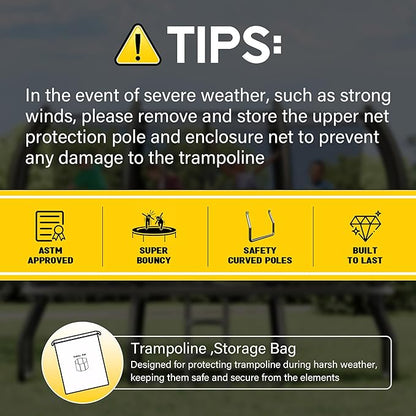 8FT 10FT 12FT 14FT 16FT Trampoline with Pop-up Quick Connector and Basketball Hoop, Trampoline Outdoor with Enclosure, Ladder, ASTM Approval for Kids and Adults