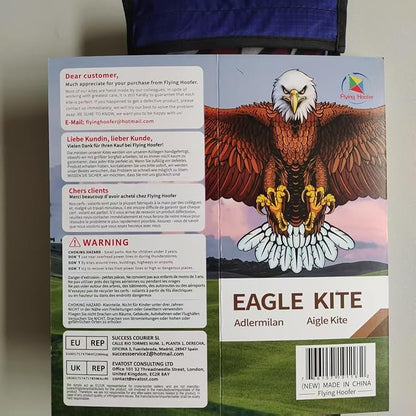 70.8" Eagle Kite for Adults and Kids - Easy to Fly and Assemble, Single Line Beach and Park Kite for Family Outdoor Activities, Comes with 300ft String Handle.
