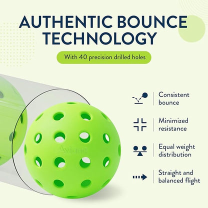 Aviana Outdoor Pickleball Balls - USAPA Approved for Tournament Play | Durable 40-Hole Design | Ideal for All Skill Levels | 6, 12 & 48 Packs