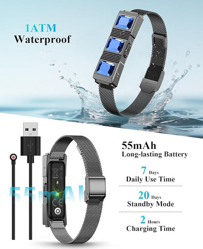 Smart Bracelet, Wearable Activity & Fitness Tracker Band, 24/7 Sleep Tracker, All-Day Continuous Heart Rate Blood Pressure Stress HRV Monitor, 170+ Sport Modes Smart Wristband with 2 Bands, Free APP