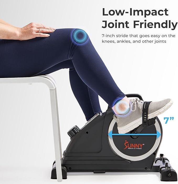Sunny Health & Fitness Dual Function Under-Desk Bike Trainer, Mini Exercise Machine for Senior Training, Arm/Leg Cardio Cycle Workout, Optional Magnetic, Motorized w/Free SunnyFit App Connection