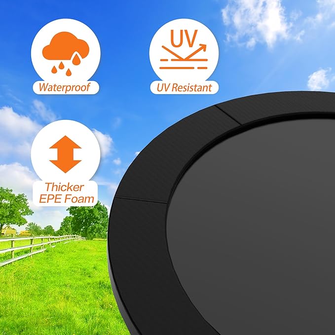 Trampoline Pad 10ft 12ft 14ft 15ft 16ft Trampoline Replacement Safety Pad, Waterproof and Tear-Resistant Safety Spring Cover Round Frame Pad, Trampoline Pad Replacement