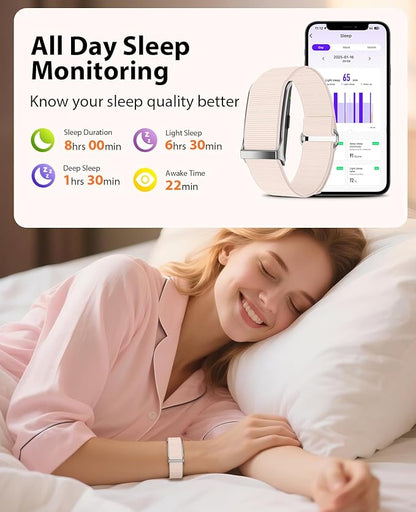 Smart Bracelet, Wearable Activity & Fitness Tracker Band, 24H Sleep Tracker, All-Day Continuous Heart Rate Blood Pressure Stress HRV Monitor, 170+ Sport Modes Smart Wristband with 2 Bands, Free APP