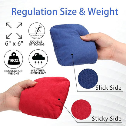 EunHo Dual Sided Cornhole Bags Regulation Set of 8 Professional Cornhole Bean Bags Slick and Stick for Tossing Game-All Weather