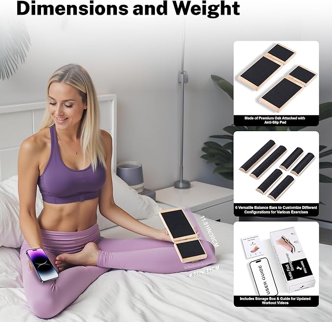 Adjustable Ankle Balance Board with 2 Single Leg Balance Boards and 6 Balance Bars, Versatile Ankle Strengthener for Stability, Rehab & Pain Relief
