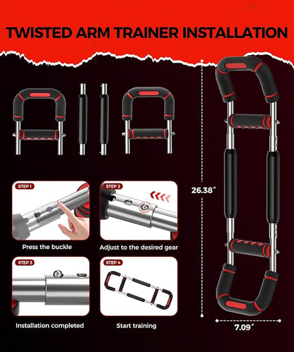 Twister Arm Trainer, Adjustable 5 Resistance Levels (40-130 lbs) Chest & Arm Workout Equipment for Men & Women, Ergonomic Home Gym Strength Trainer with Anti-Slip Handles & Carry Bag