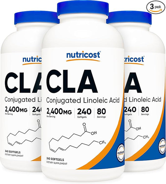 Nutricost CLA (Conjugated Linoleic Acid) 2,400mg, 240 Softgels - Gluten Free, Non-GMO, 800mg Per