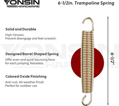 Trampoline Springs Heavy Duty with Swivel & Straight Hooks, Stainless Steel Trampoline Accessories Ideal Spring Replacement, Includes T-Hook Tool