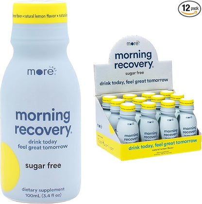 Morning Recovery Electrolyte, Milk Thistle Drink Proprietary Formulation to Hydrate While Drinking, Highly Soluble Liquid DHM, Non GMO, Vegan, Gluten-Free, Sugar-Free Lemon, Pack of 12