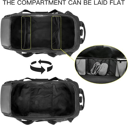 TUGUAN Extra Large Travel Duffle Bag Backpack for Men with Adjustable Dividers 120L Big Weekend Overnight Bag with ID Pocket Shoulder Strap Heavy Duty Sports Duffel Bags for Camping Gym, Black