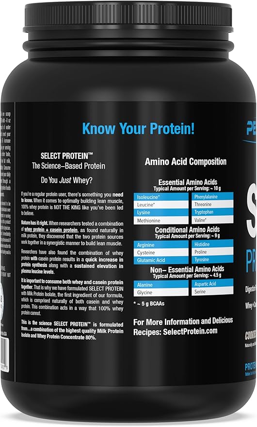 PEScience Select Protein Powder, Whey and Casein Blend, Clean Protein Powder for Women and Men, Low Calorie, Low Carb, Keto Friendly, Gluten Free - Cookies and Cream - 27 Servings