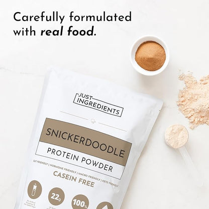 JUST INGREDIENTS Snickerdoodle Protein Powder ??30-Serving Blend with 100% Grass-Fed Whey & Organic Plant Proteins ??Cinnamon & Vanilla Flavor ??Supports Muscle Recovery, Energy*