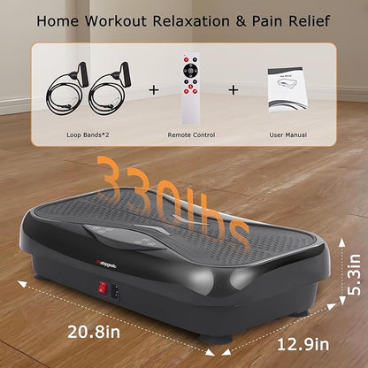 Whole Body Vibration Plate Exercise Machine ??Power Vibrating Plate for Lymphatic Drainage Weight Loss, Shake Plate Exercise Platform with Touch Screen & Resistance Bands, Equipment for Women Men
