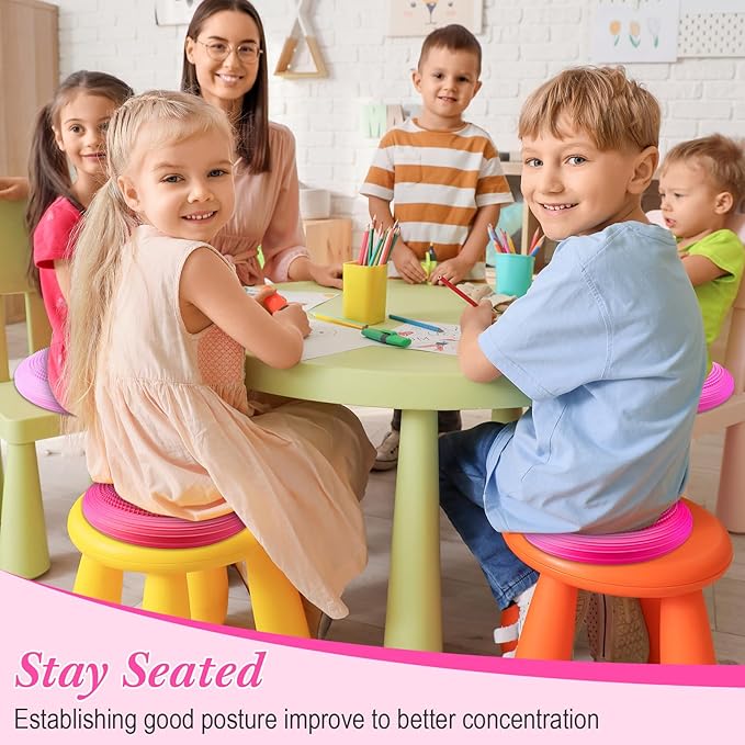 Libima 4 Pcs Wiggle Seat Inflated Wobble Cushion for Sensory Kid 13 Inches Balance Disc Flexible Seating for Classroom Sensory Pad for Chair Wiggle Cushion with Needle Pump