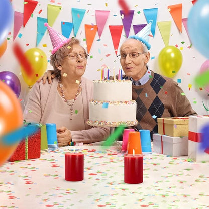 3 Packs Different Sizes Red Colored Pillar Candles, Unscented Non-Toxic 3x4, 3x6, 3x8 Inch Dripless Smokeless Cylinder Candles for Wedding, Home Decor, Dinner Table, Party, Power Outage, Emergency