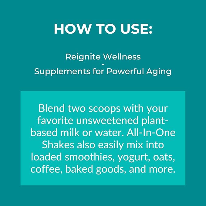 Reignite Wellness by JJ Virgin | Vanilla Plant-Based All-in-One Shake | New & Improved Formula Plant Protein Powder, Vitamins, Minerals, Greens & Aminos | 20g of Plant Protein | 30 Servings