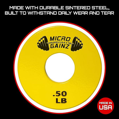 Micro Gainz Standard 1-Inch Center Hole Fractional 2 Pcs Color Weight Plates, Choose (.25LB-1LB) Designed for Standard 1-Inch Dumbbell & Barbell for Strength Training, Made in USA